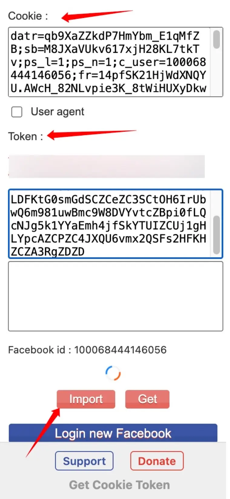 如何使用字符串cookie + token方式浏览器登录Facebook FB账户
